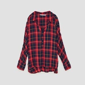 Zara Tartan Shirt with Navy and Red